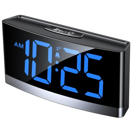 TEUMI Alarm Clocks for Bedrooms, Digital Clock with Conspicuous Blue LED Numbers, Alarm Clock for Heavy Sleepers, 5 Levels Brightness, 3 Alarm Tones, 5 Levels Volume, Snooze, 12/24H, 1.2m USB Powered